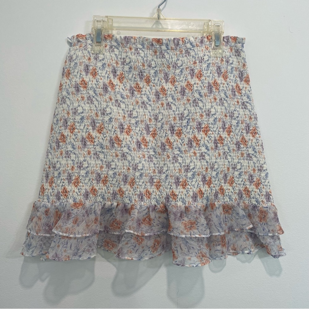 1. State Floral Ruffle Hem Shirred Skirt